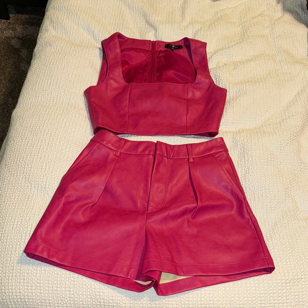 Pink Faux Leather Set